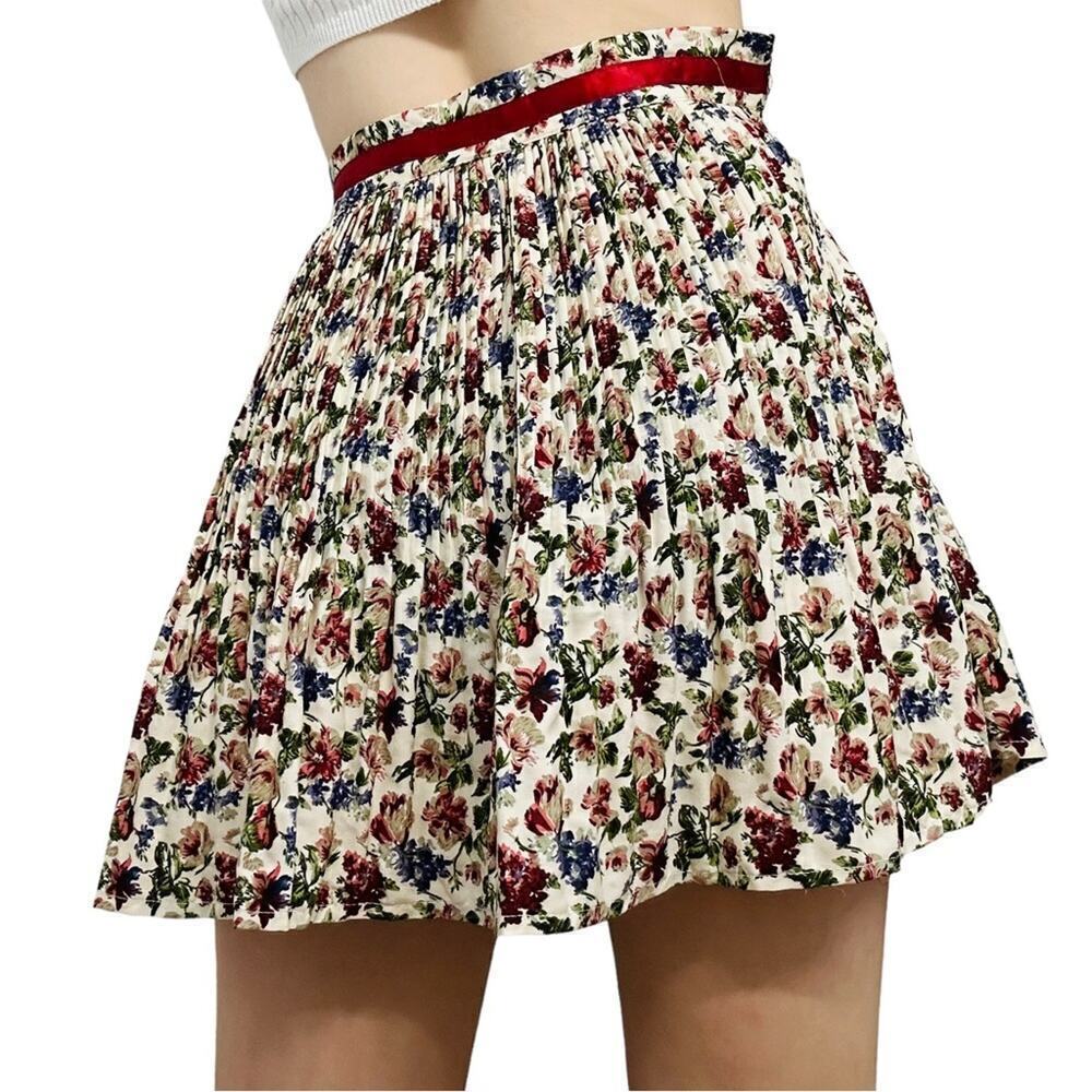 POL Skirt Mini Pleated Satin Trim Coquette Dainty Lolita Size Extra Small